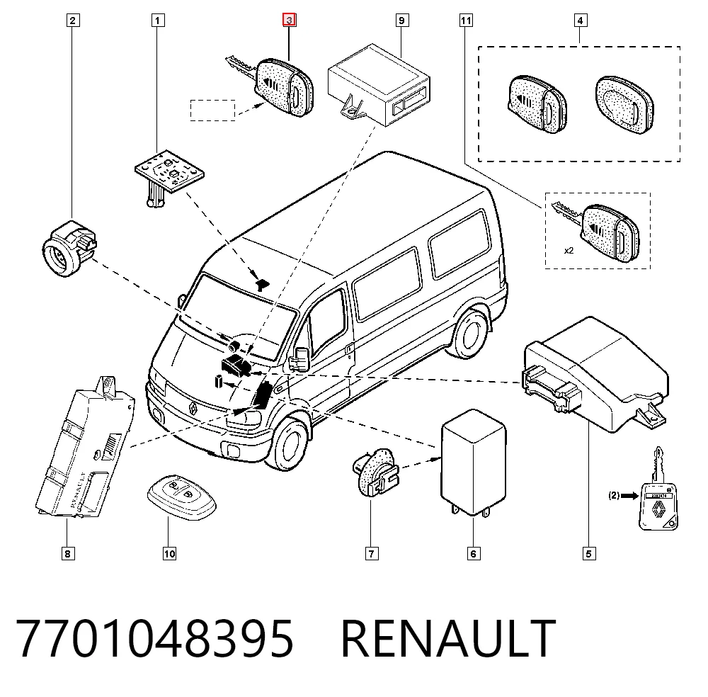 Llave de encendido 7701048395 RENAULT