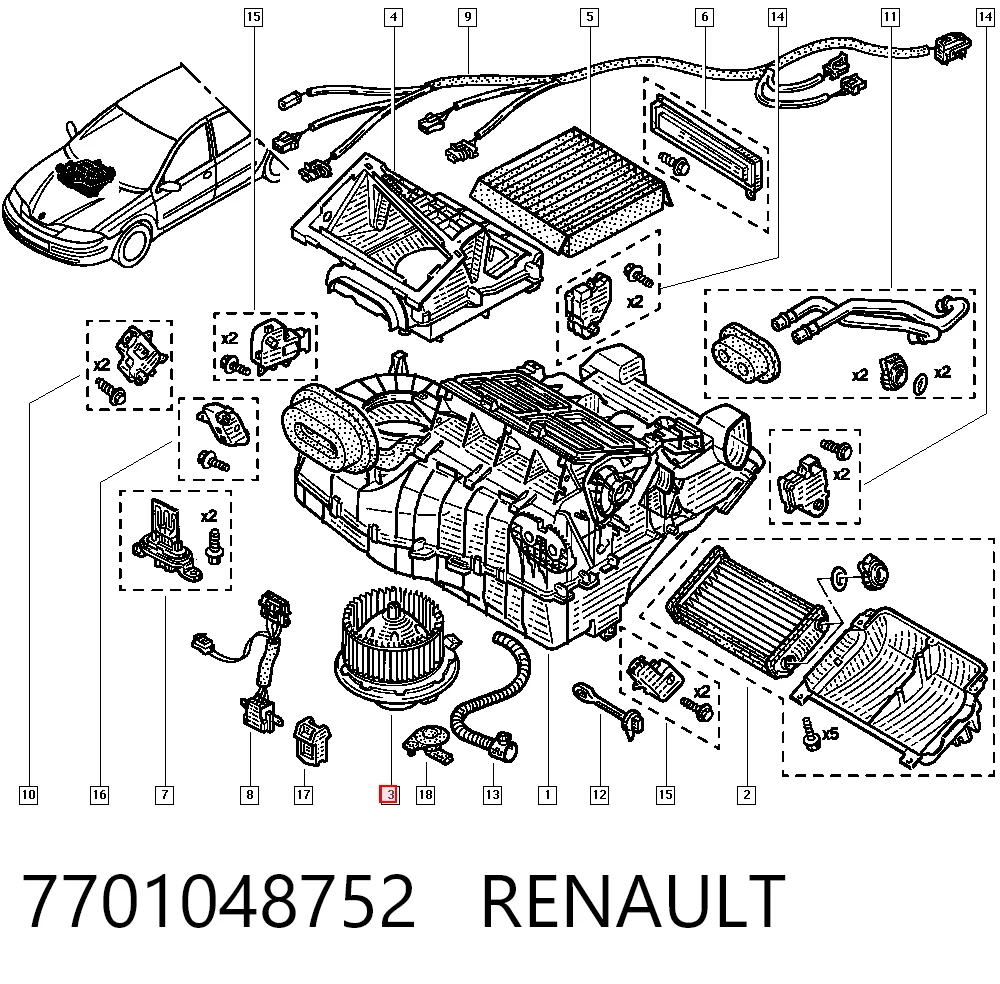 Ventilador habitáculo para Renault Laguna BG0, BG1