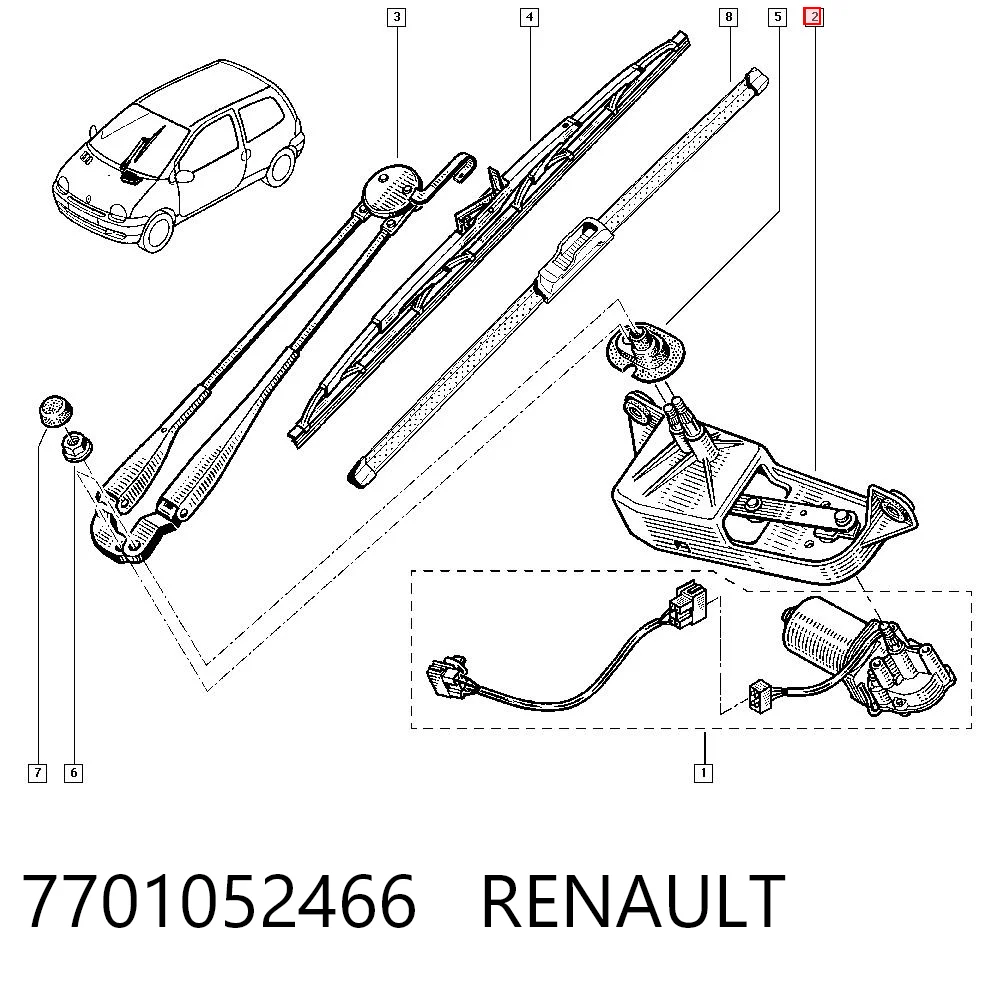 Trapezio del limpiaparabrisas Renault Twingo I (C06)
