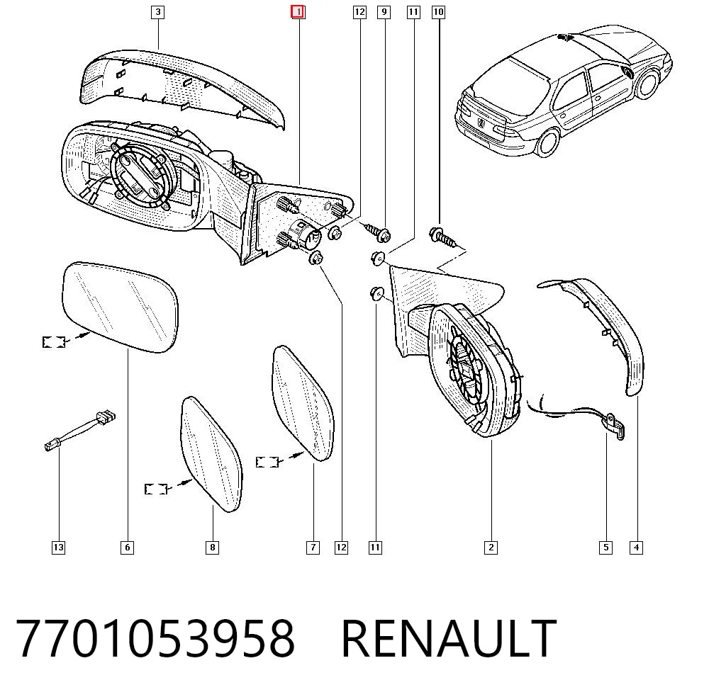 Retrovisor izquierdo para Renault Laguna II (BG0, BG1)
