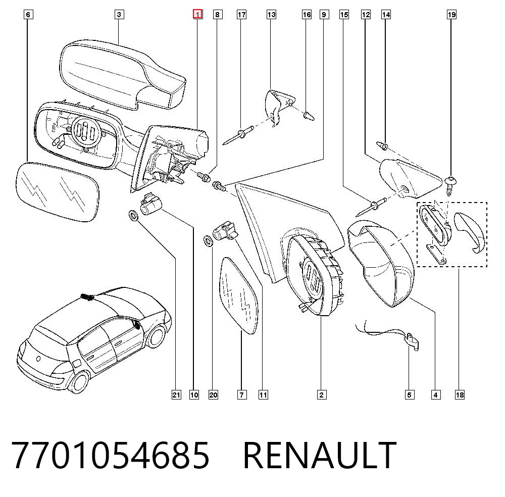  Espejo de retrovisor izquierdo Renault Megane 2