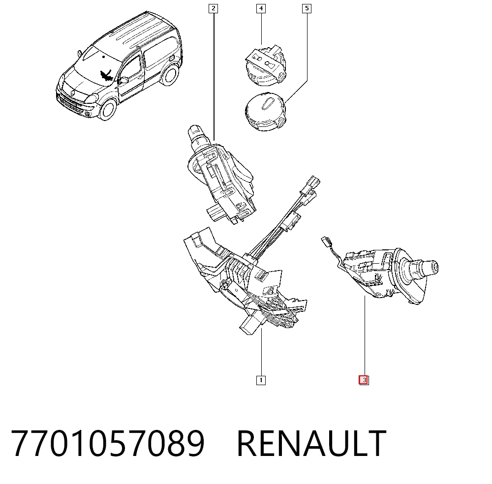7701057089 Renault (RVI) Conmutador izquierdo de la columna de dirección