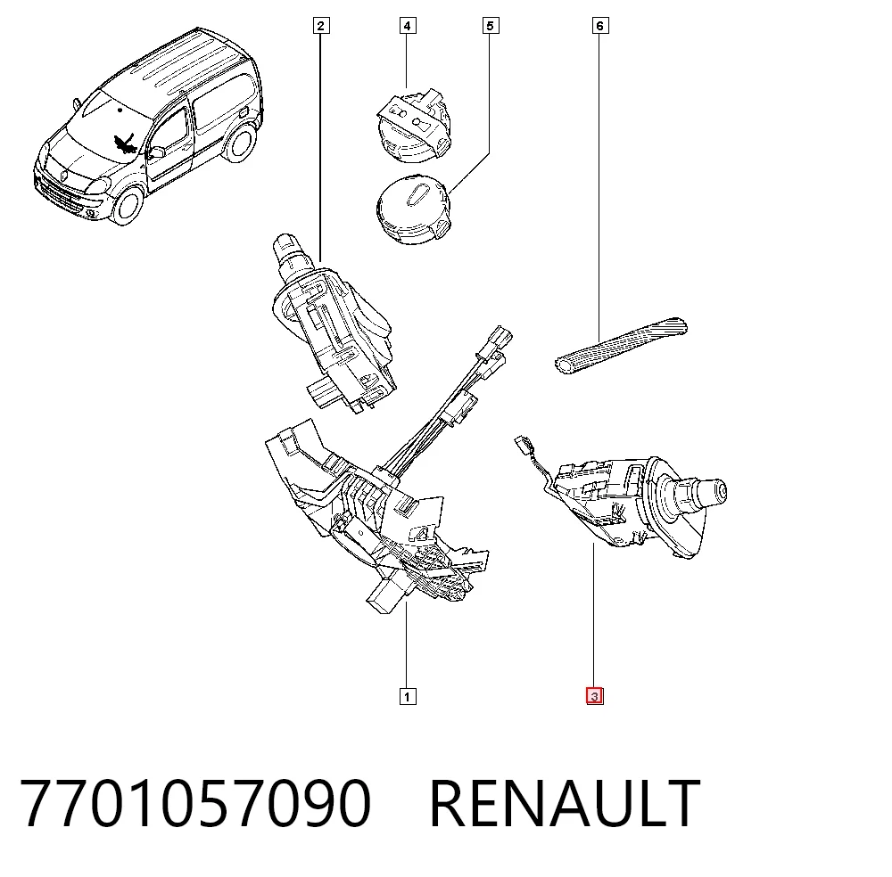 7701057090 Renault (RVI) Conmutador izquierdo de la columna de dirección