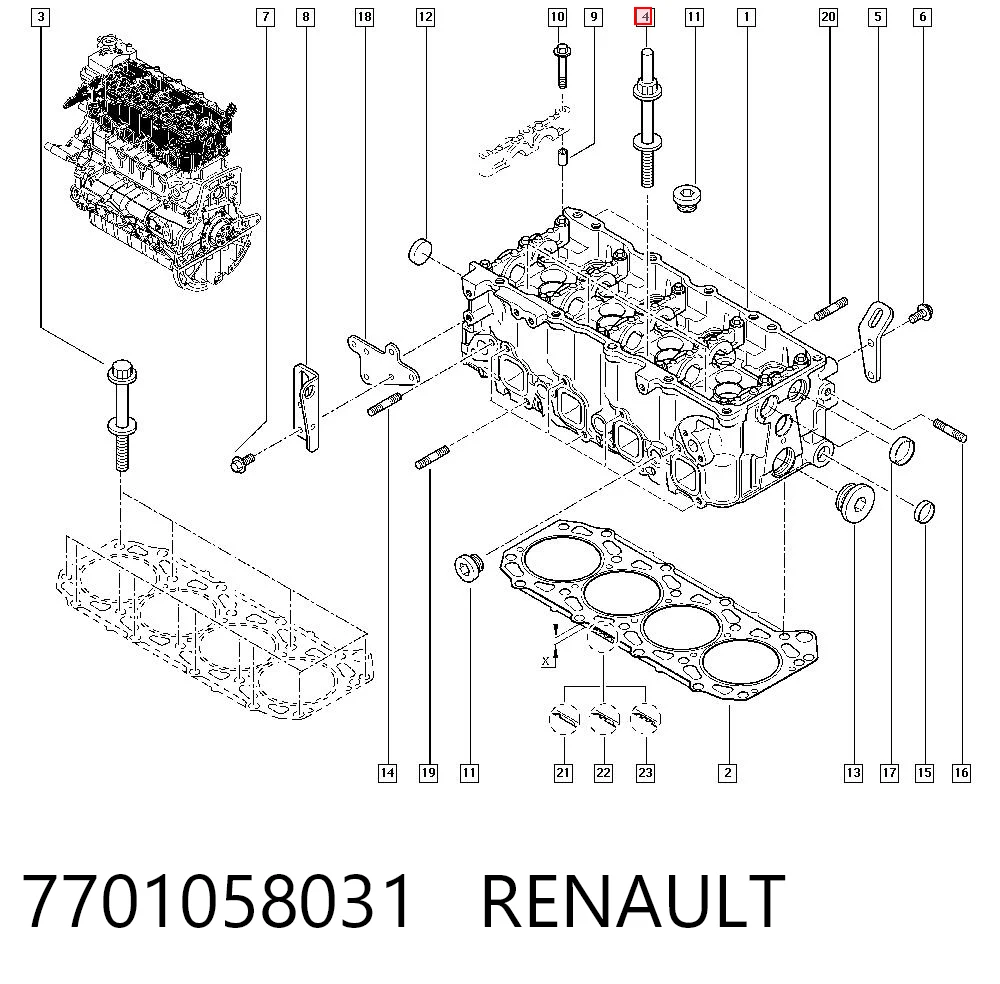 Tornillo de culata 7701058031 RENAULT