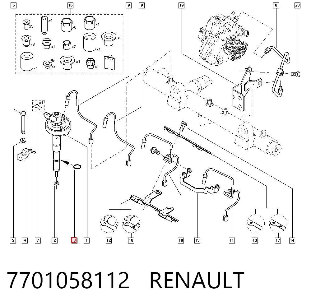 Kit de reparación del inyector Renault Master II (2003-2010)