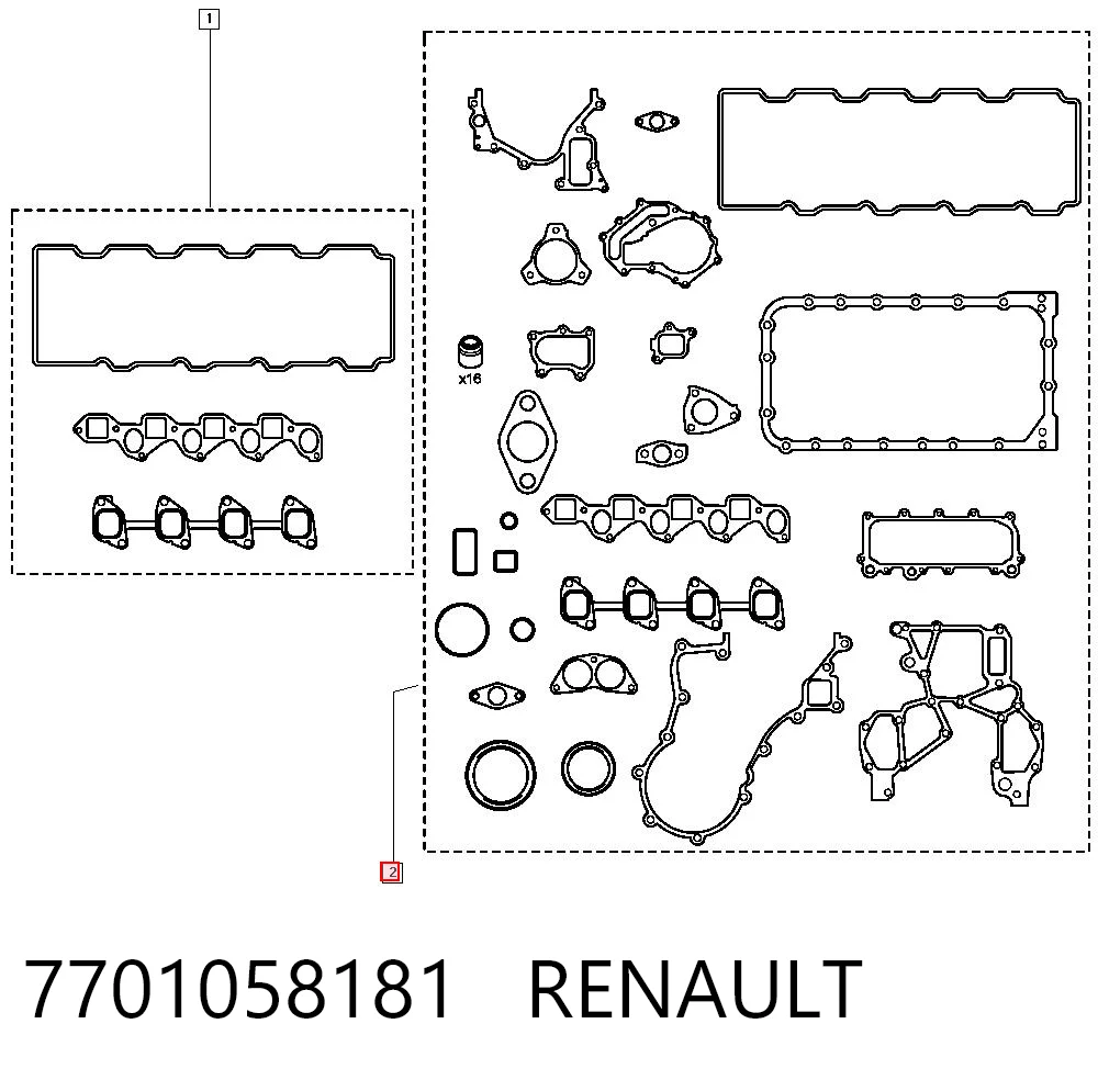 Juego completo de juntas de motor 7701058181 RENAULT