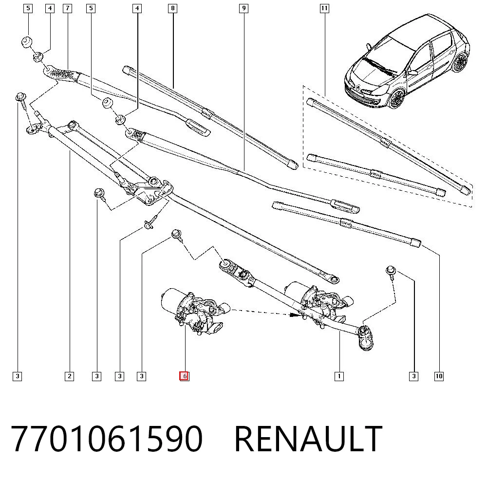 Comprar Motor del limpiaparabrisas Clio III BR01, CR01