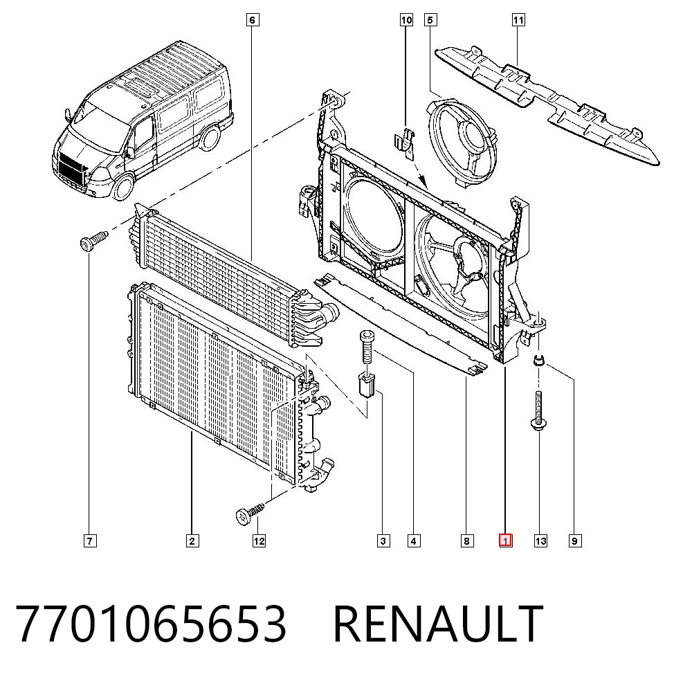 Ventilador de refrigeración completo derecho (motor y hélice) 7701065653 RENAULT