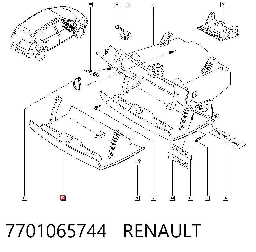Tapa guantera para Renault Scenic GRAND II JM0, JM1