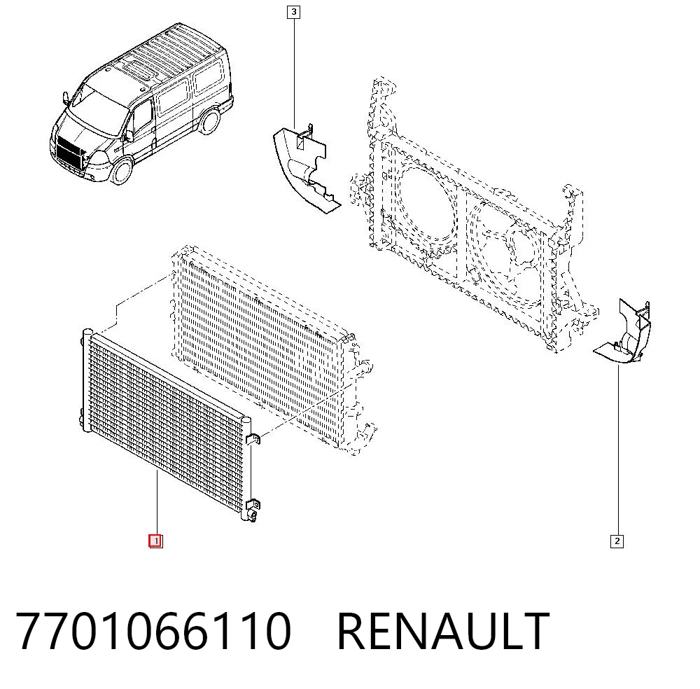 Condensador de aire acondicionado 7701066110 RENAULT