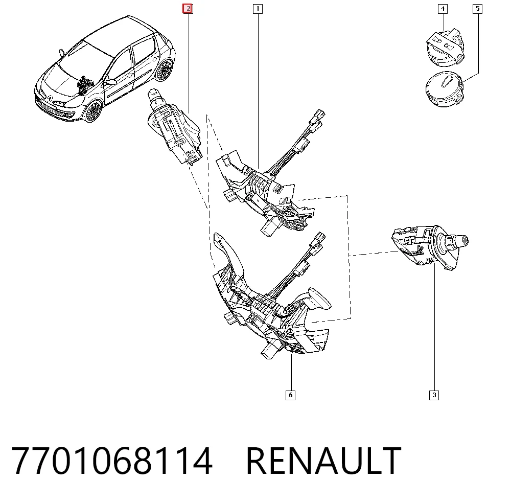 7701068114 Renault (RVI) Conmutador derecho de la columna de dirección