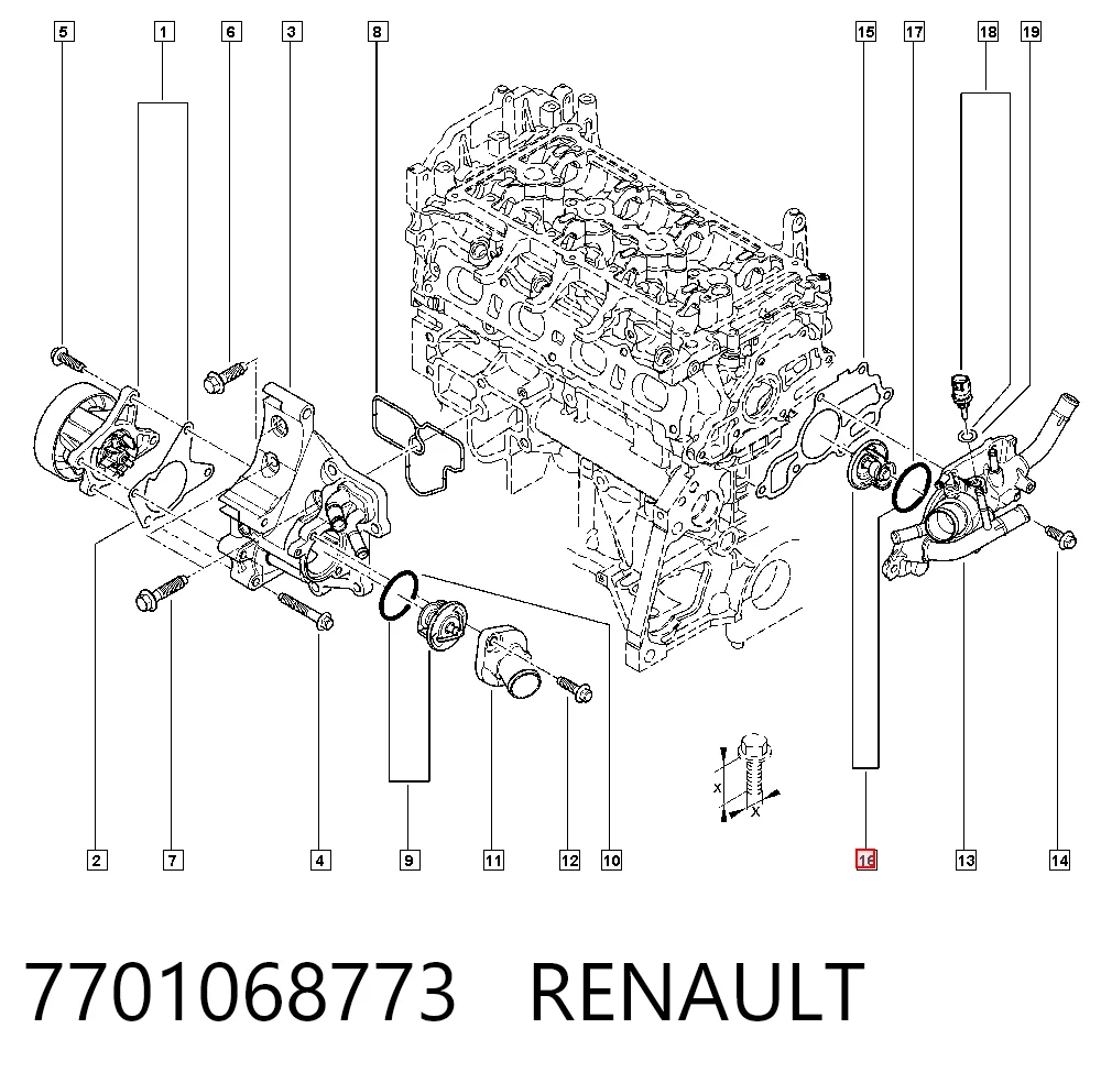 7701068773 Renault (RVI) Termostato de agua