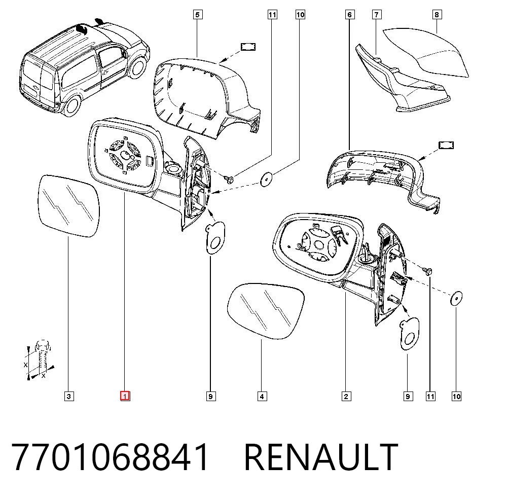 Espejo retrovisor izquierdo 7701068841 RENAULT