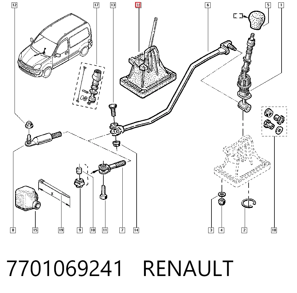 Palanca selectora cambio de marcha para Renault Kangoo I FC0, FC1
