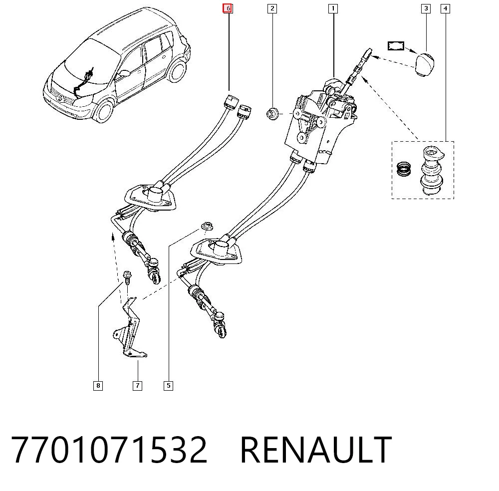 Cables de caja de cambios 7701071532 RENAULT