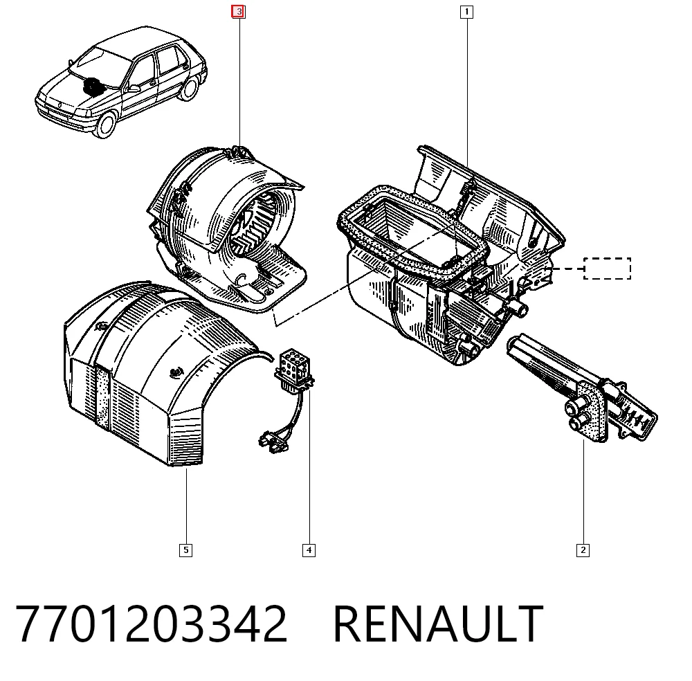 Ventilador de habitáculo para Renault Clio I BC57, 5357