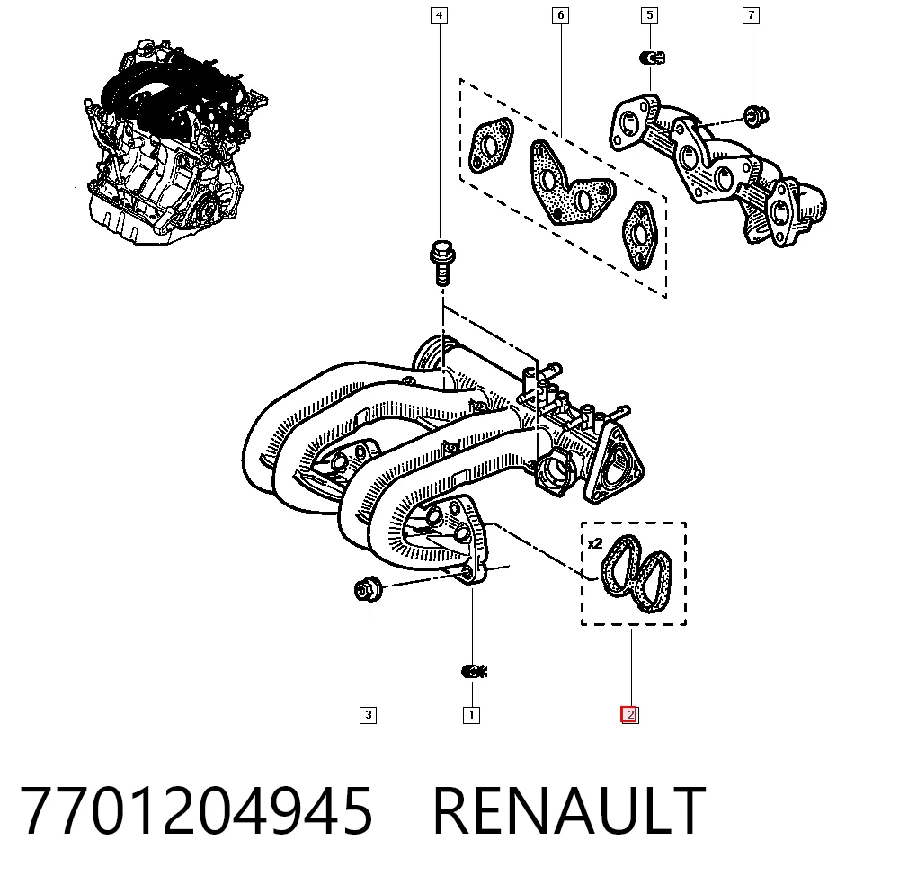  Junta de colector de admisión Renault Clio 1