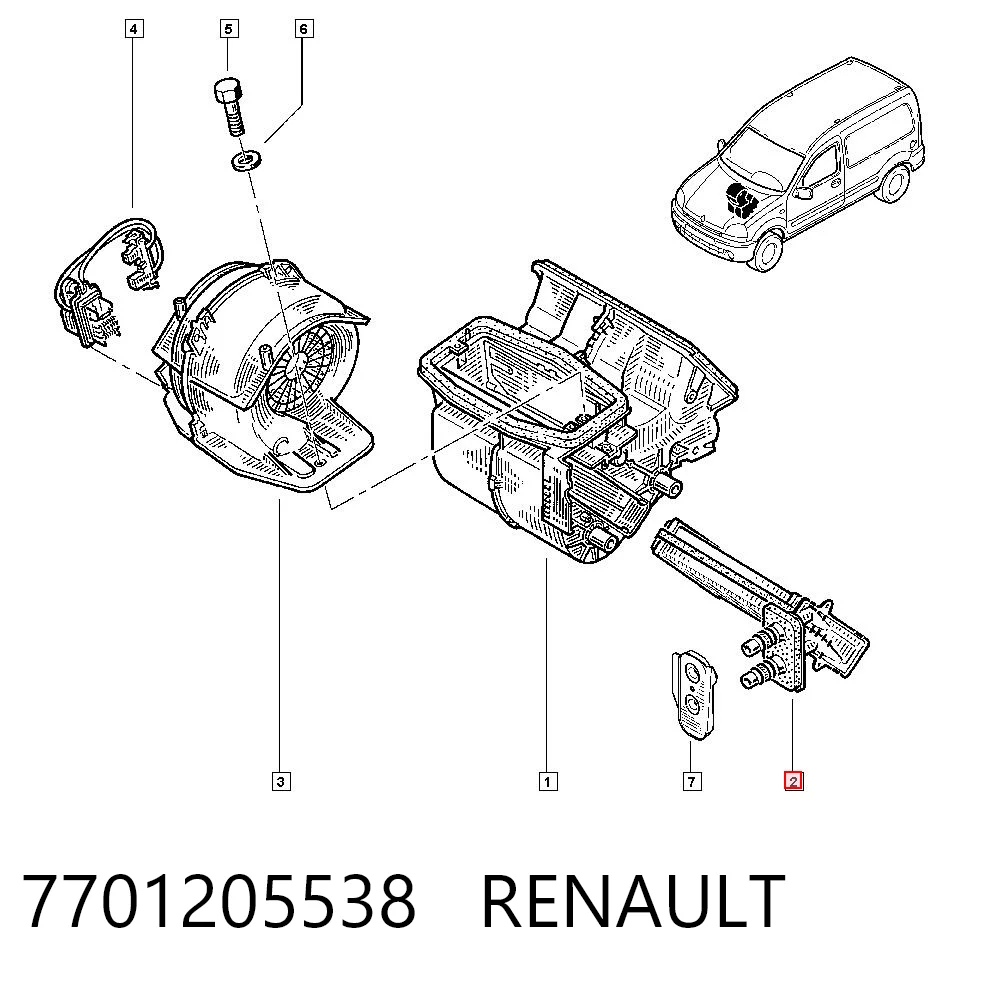 Comprar Radiador de calefacción Renault Kangoo KC0, KC1 a bajo precio