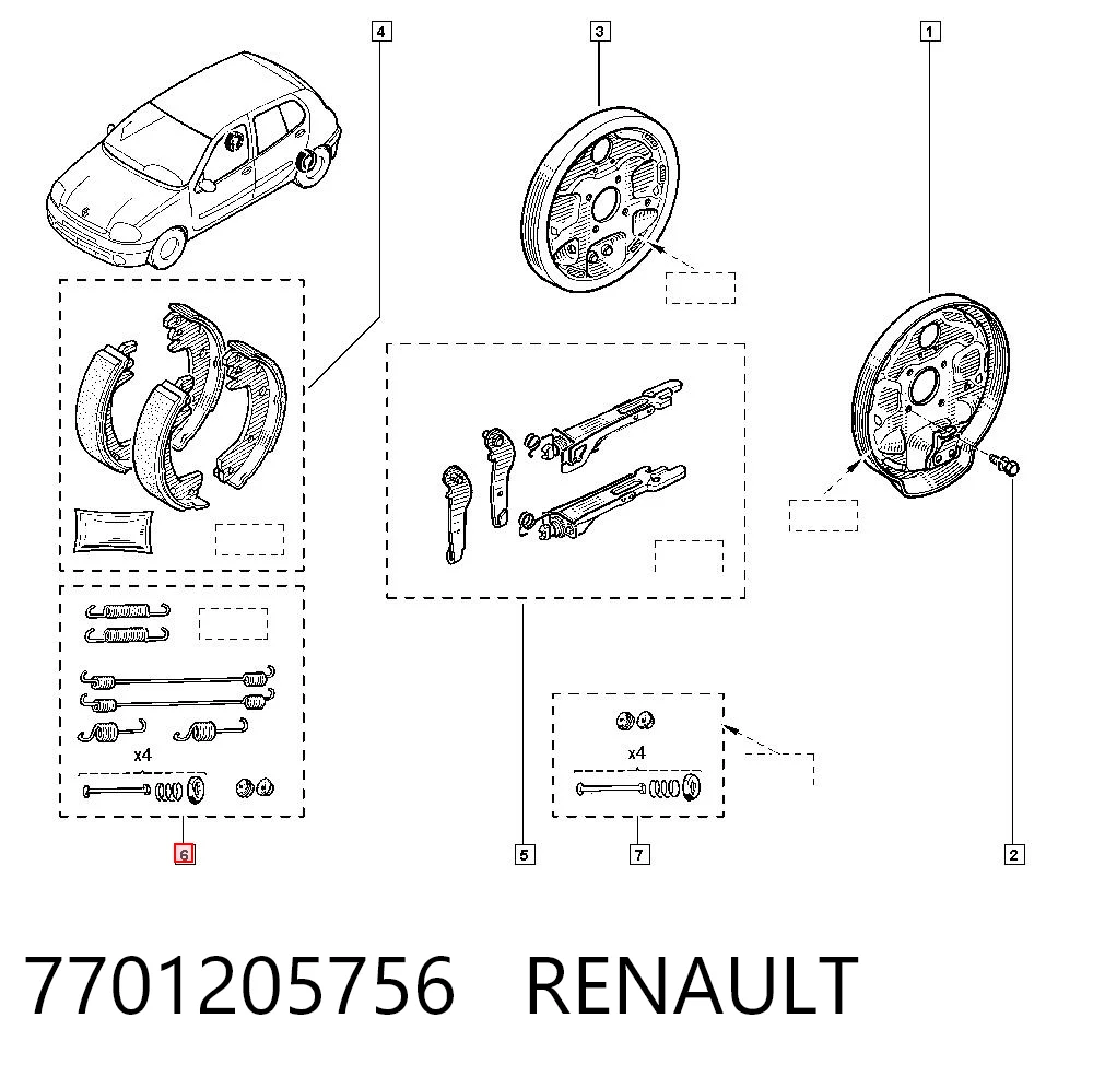 Kit de montaje de zapatas de freno traseras para Dacia Sandero BS0, 1