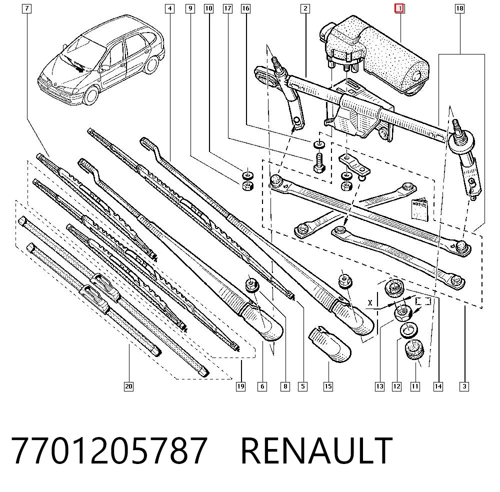 Motor del limpiaparabrisas Renault Scenic I monovolumen (JA0, JA1, FA0) (1999 - 2003) precio, desde 47,92 EUR