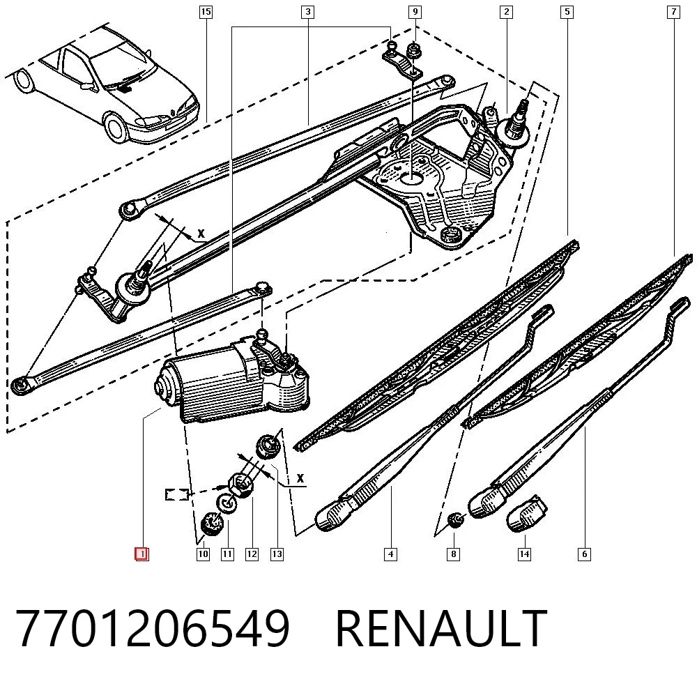 Motor del limpiaparabrisas para Renault Megane I (KA0, KA1)