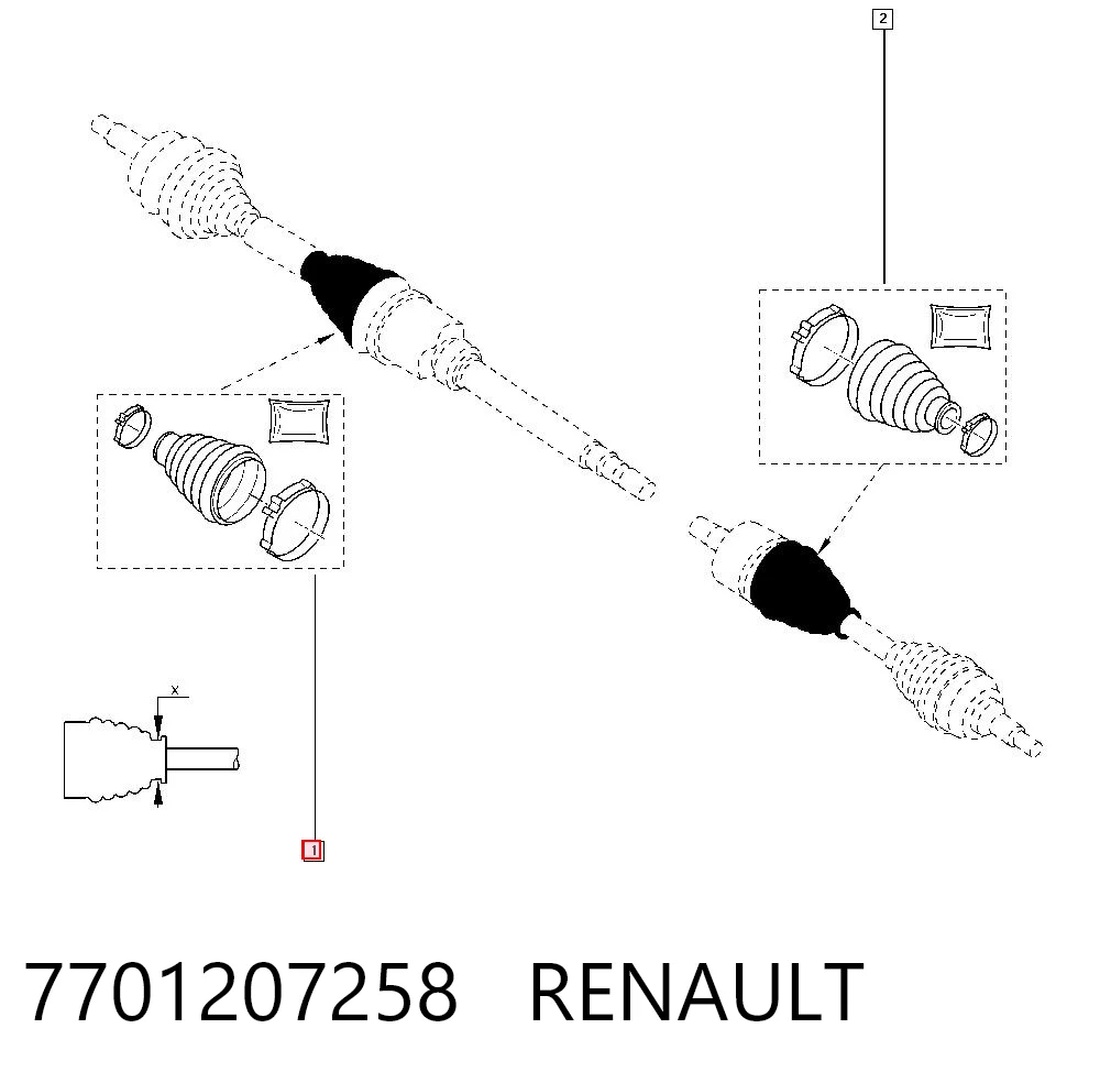 Fuelle interior del palier delantero 7701207258 RENAULT