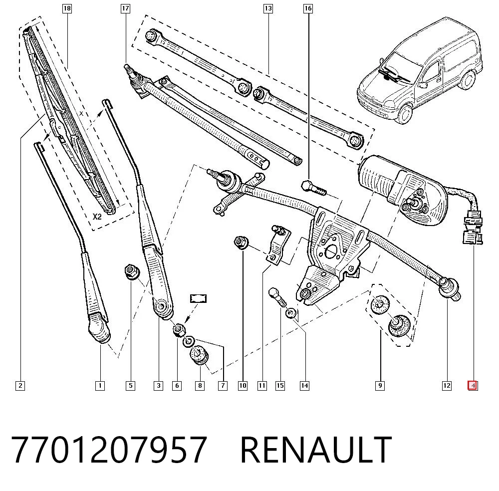 Comprar Motor del limpiaparabrisas Renault Kangoo KC0, KC1 a bajo precio