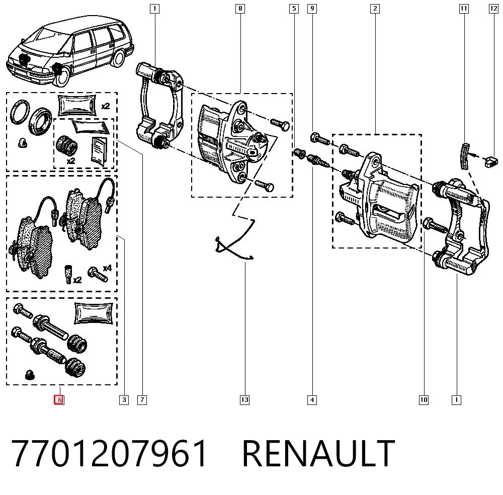 Kit de reparación de pinzas de freno para Nissan Terrano R20