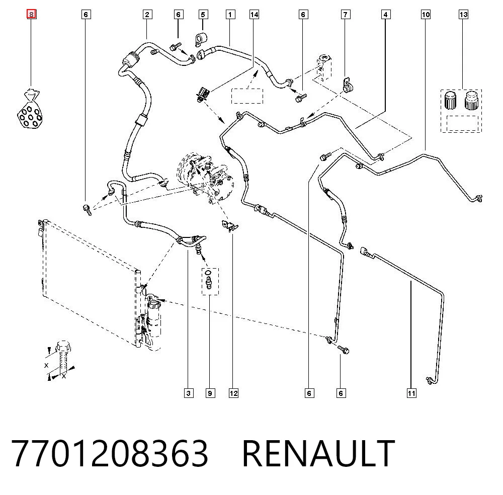 7701208363 Renault (RVI) Kit de reparación de compresor de aire acondicionado