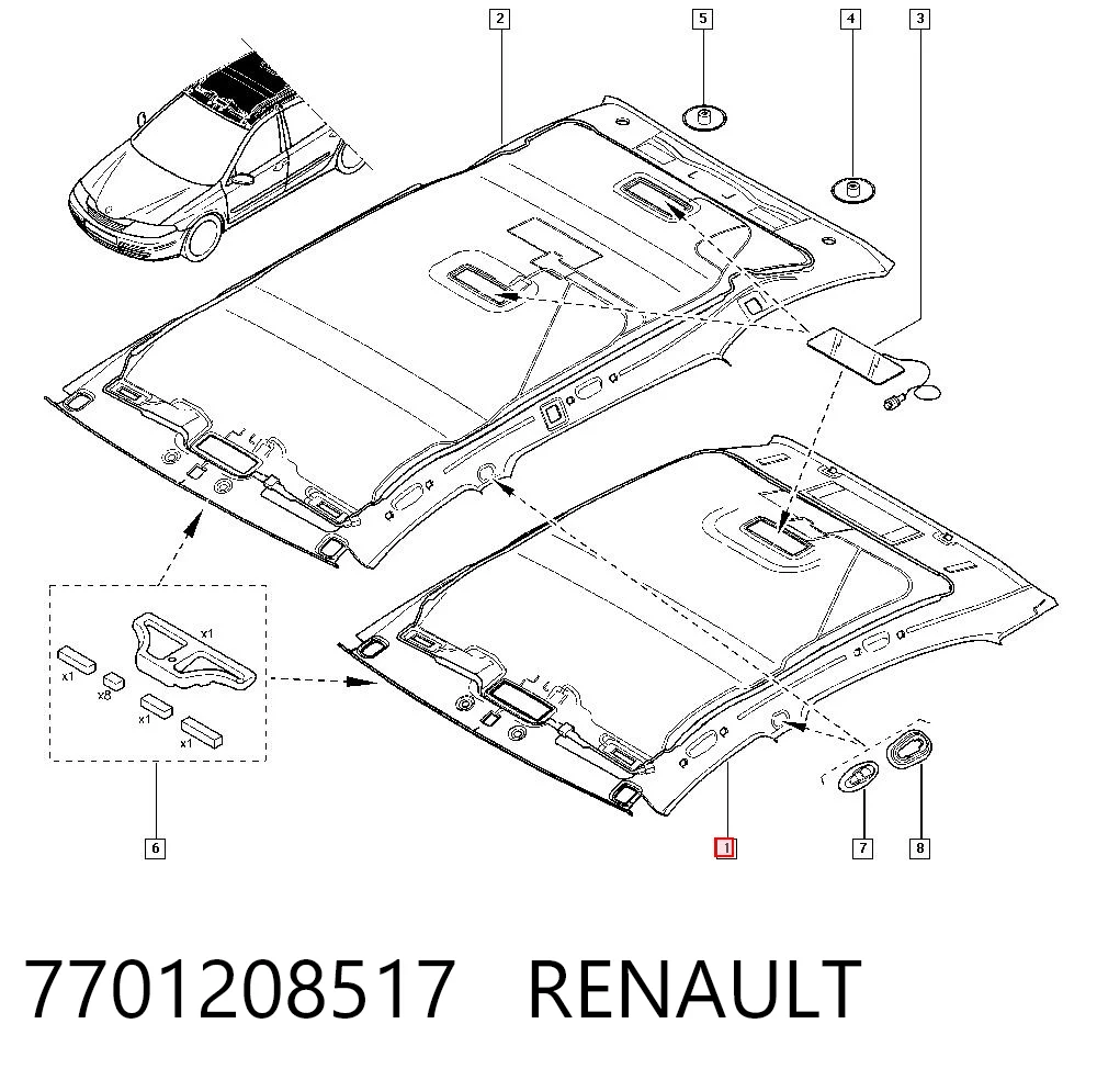 Techo interior para Renault Laguna II BG0, BG1