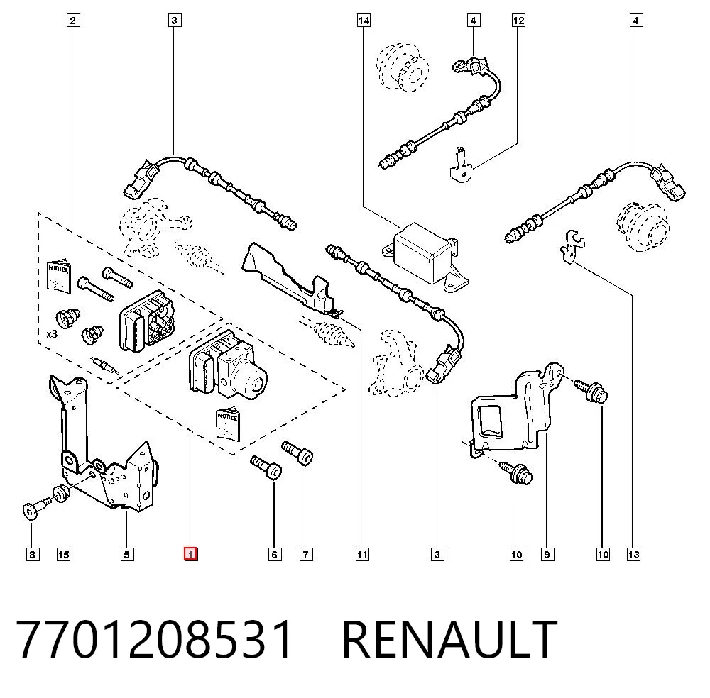 Unidad de control ABS hidráulico para Renault Laguna II BG0, BG1