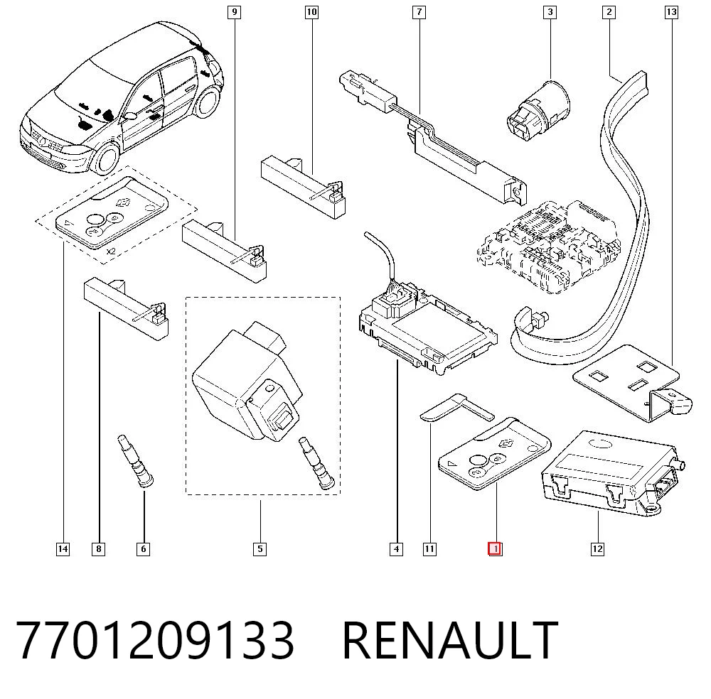 Llave de encendido 7701209133 RENAULT