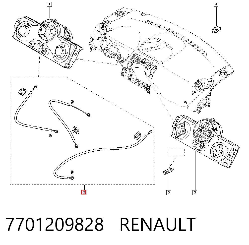 Cable de control de calefacción 7701209828 RENAULT