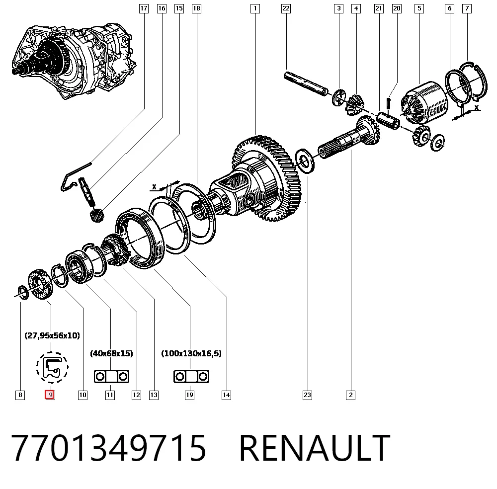 Retén del semieje delantero derecho 3818900QAA Nissan/Infiniti