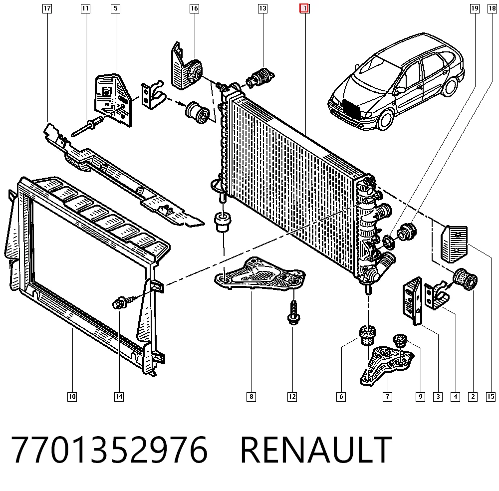 Radiador de água para Renault LOGAN I (LS)