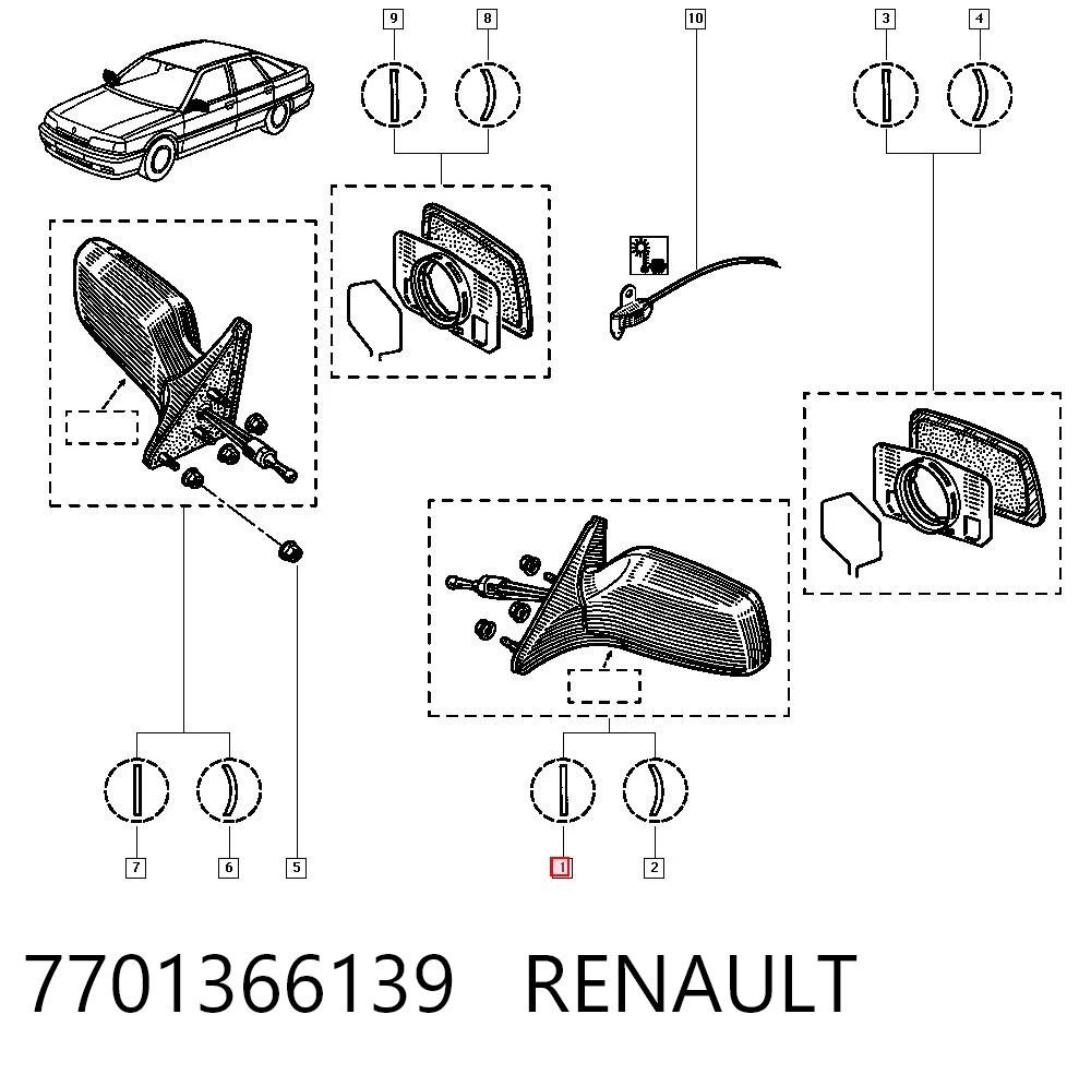 Espejo retrovisor izquierdo para Renault 21  K48