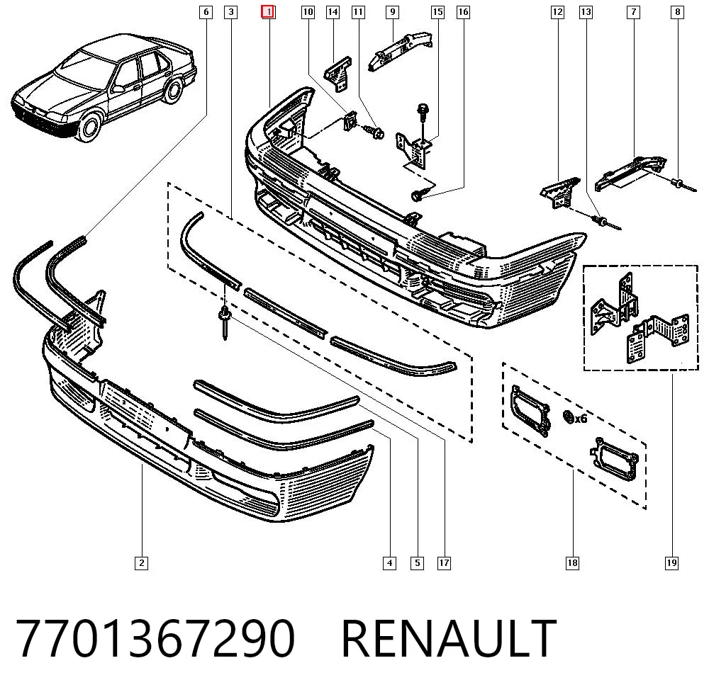 Comprar Paragolpes Renault 19 II B53, C53