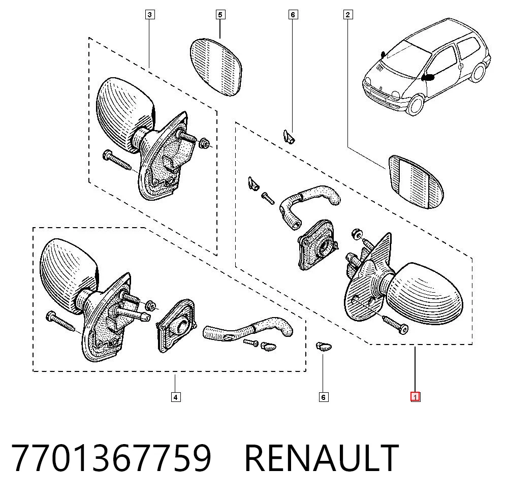 Espejo de retrovisor izquierdo para Renault Twingo C06