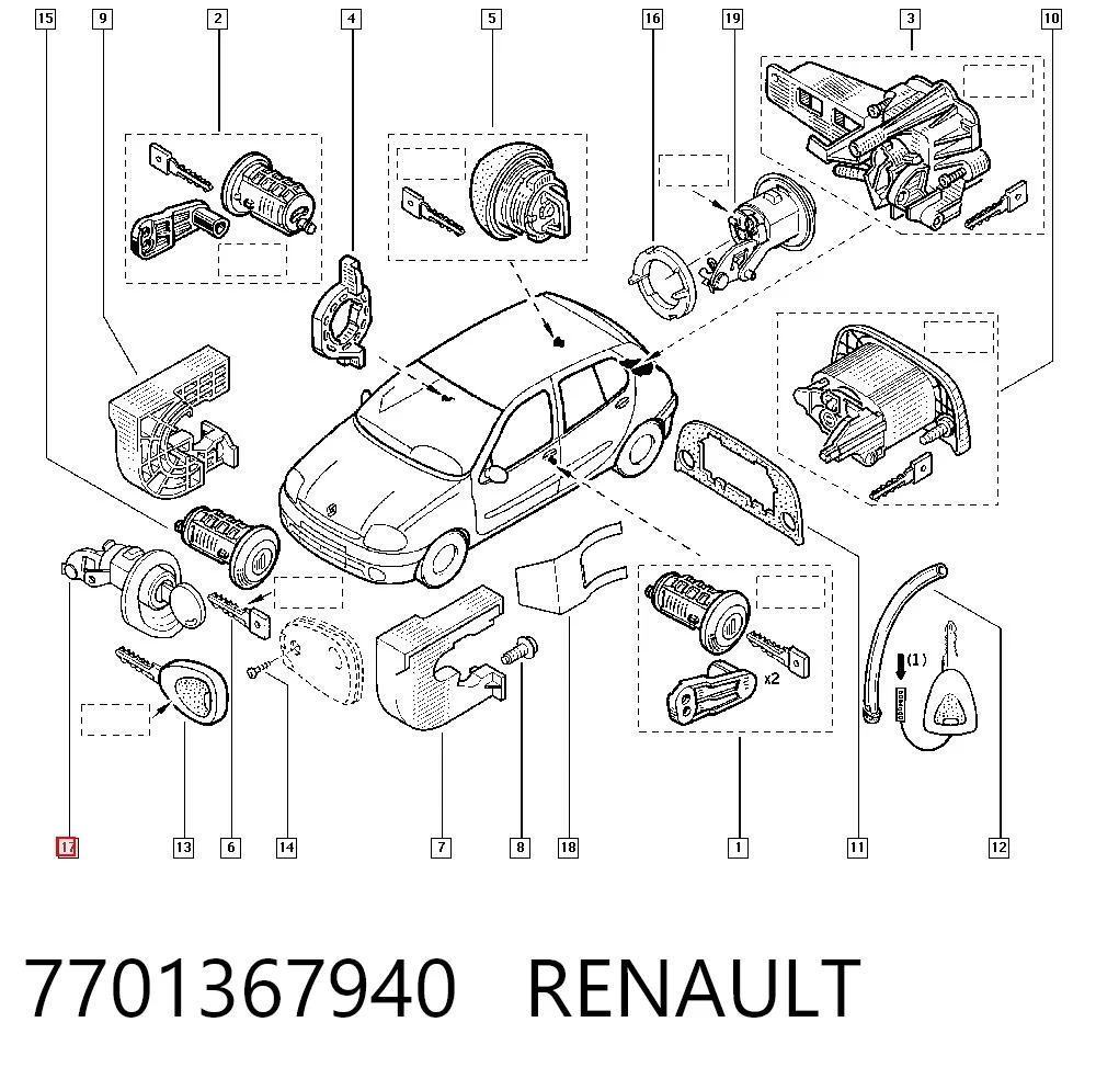 Comprar Cilindro de cerradura de portón trasero Dacia Logan  LS a bajo precio