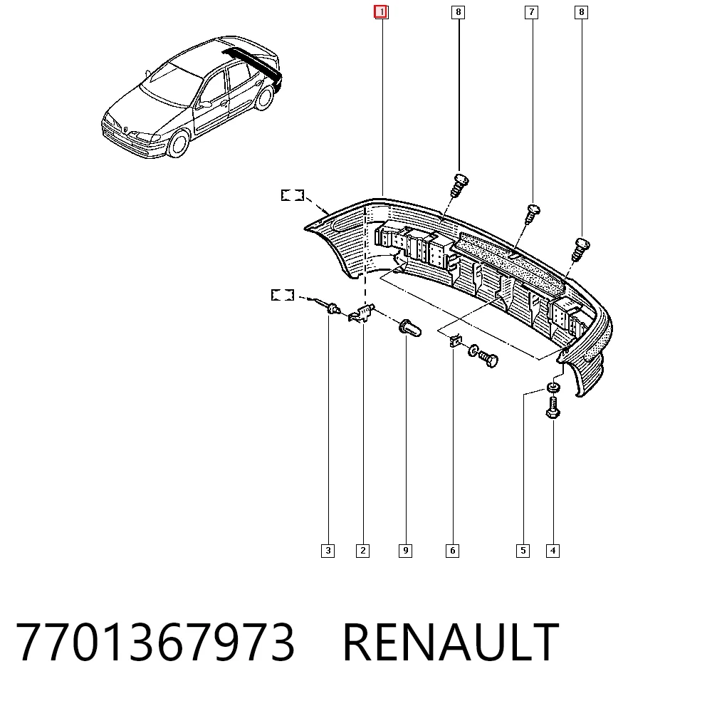 Paragolpes trasero Renault Megane I