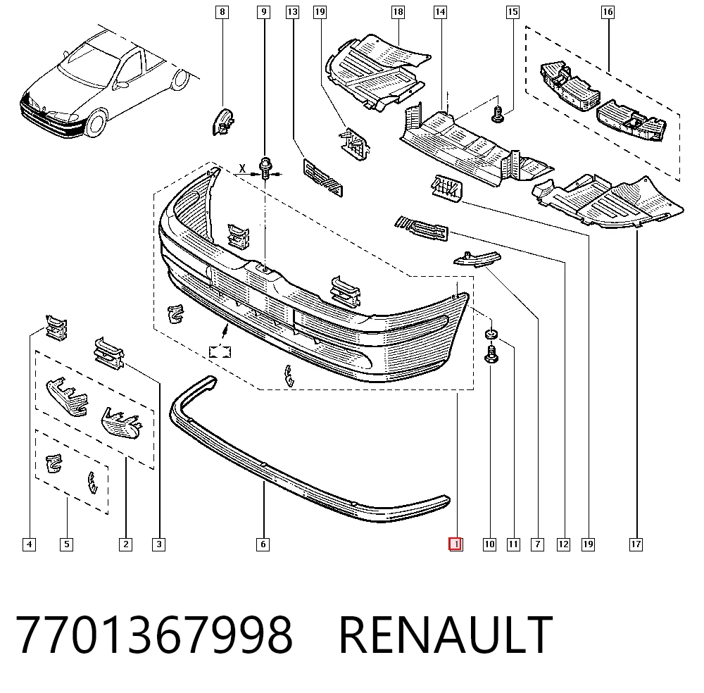 Parachoques delantero Renault Megane I coupé (DA0, DA1) (1996 - 2003) precio, desde 84,91 EUR