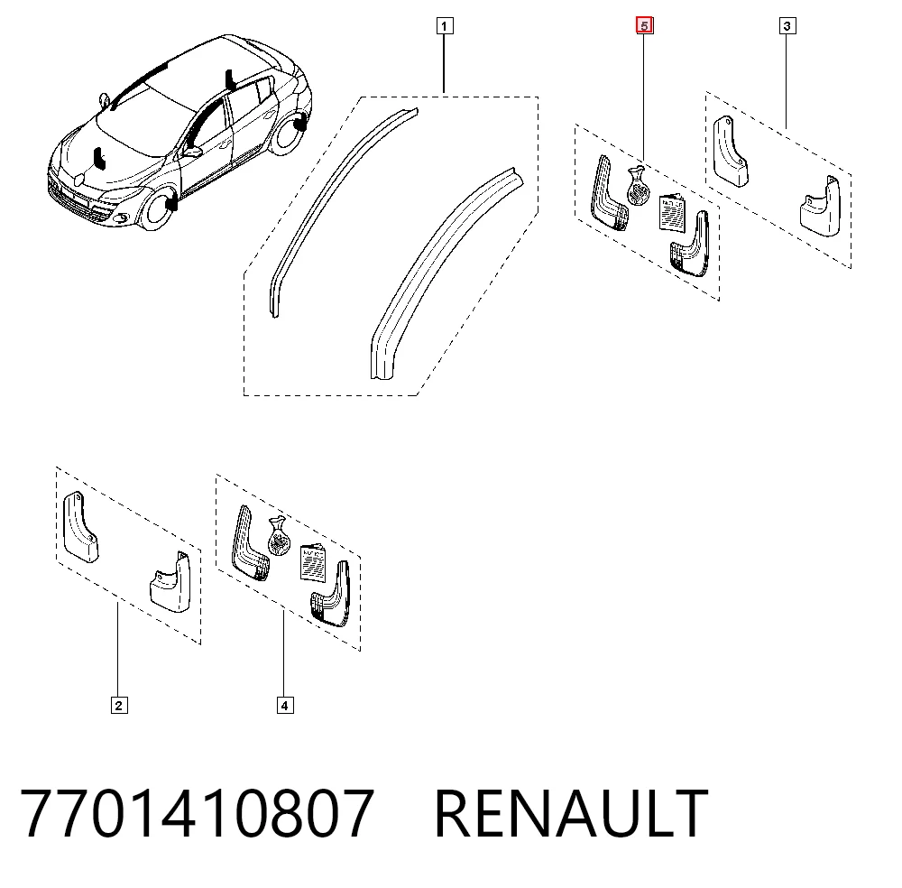 Juego de faldillas guardabarro traseros para Renault Laguna II BG0, BG1