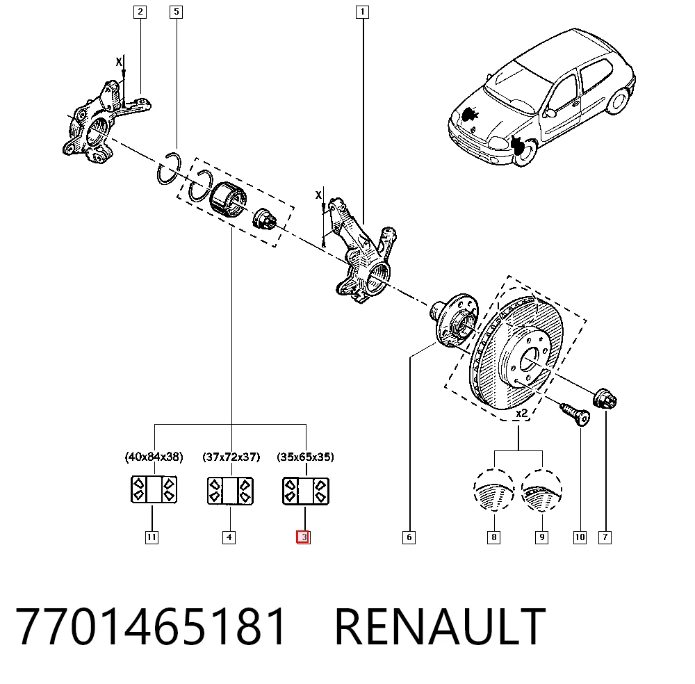 Rodamiento de rueda delantero para Renault Twingo I (C06)