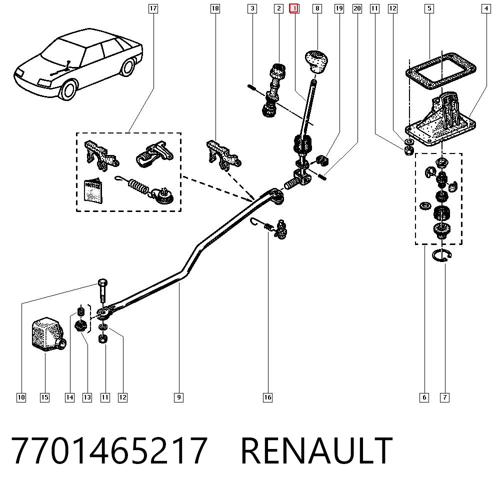 Comprar Mecanismo selector de marchas Renault 19 II B53, C53 a bajo precio
