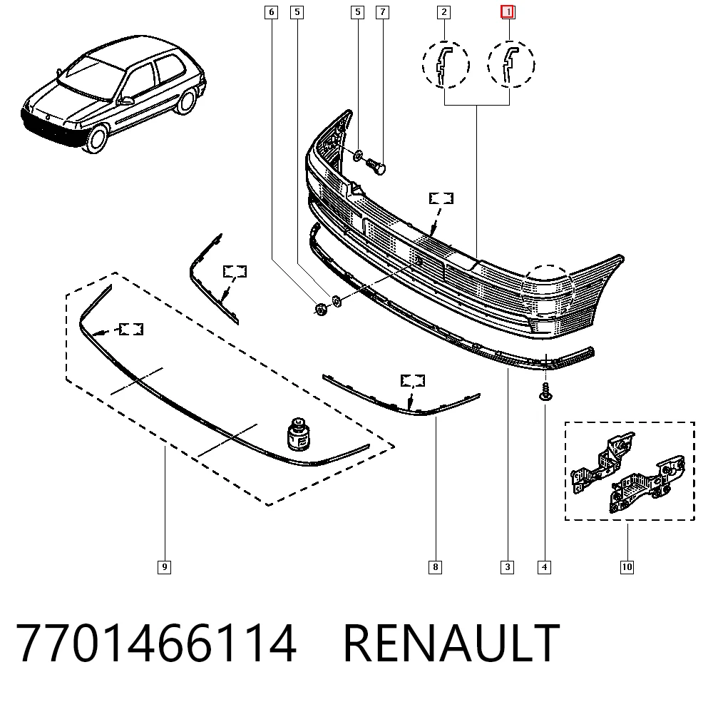 Paragolpes delantero para Renault Clio I BC57, 5357