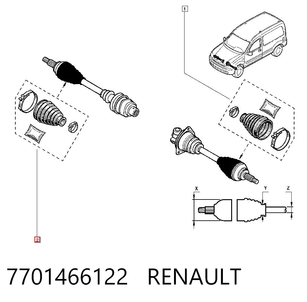 Fuelle de palier delantero exterior para Dacia Logan LS