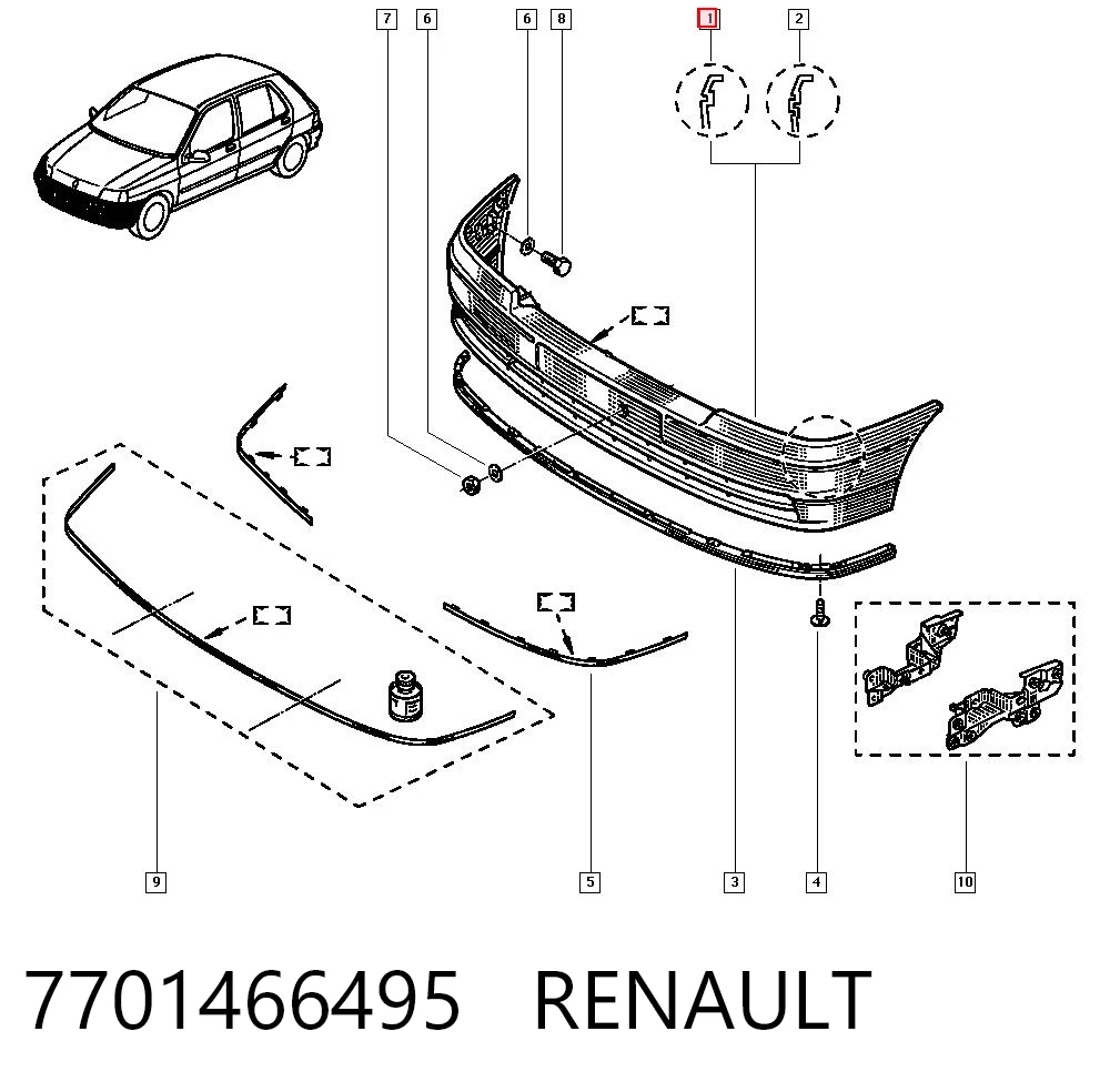 Comprar Parachoques delantero Renault Clio I BC57, 5357 a bajo precio