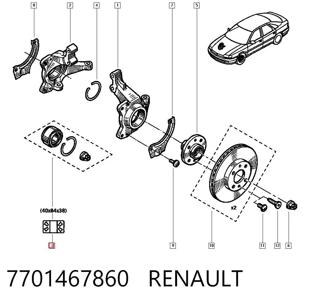 Cojinete de rueda delantero para Renault Laguna B56, 556