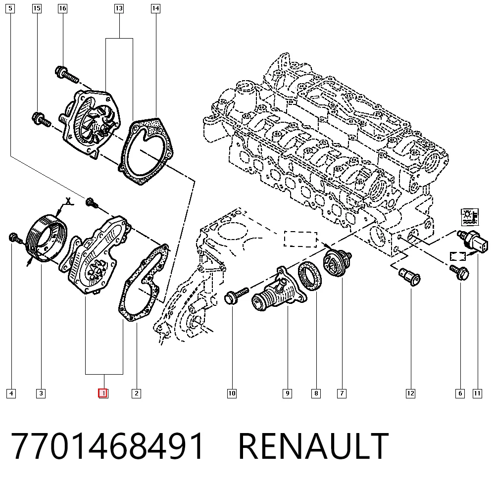 Bomba de agua para Renault 19 B53, C53