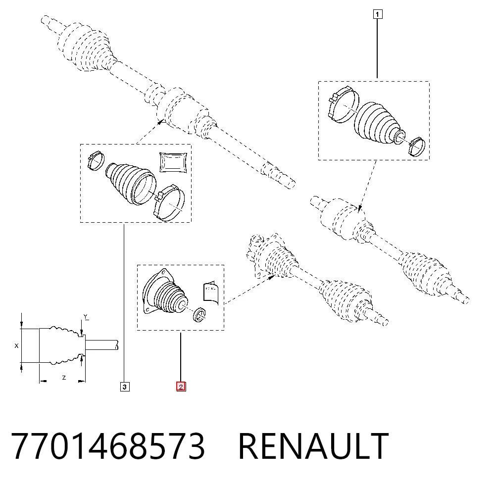 Fuelle, junta homocinética interna izquierda del semieje delantero 7701468573 RENAULT